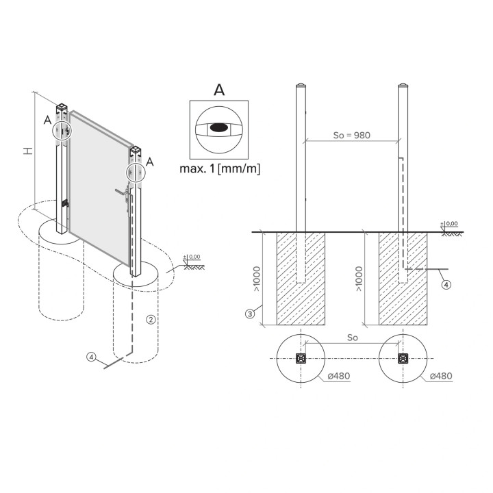 Furtka HORIS 980x1500 RAL 7024 (szary grafitowy).