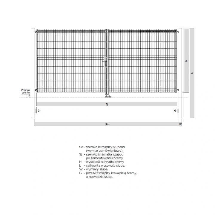 Brama panelowa dwuskrzydłowa Modest Light.