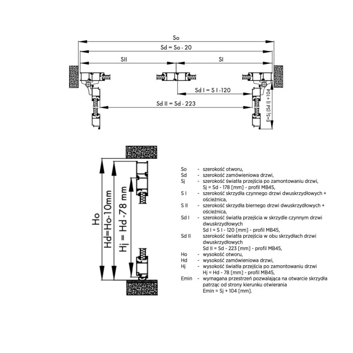 Drzwi gospodarcze panelowe - DoorLight 45. Profil AW 77.