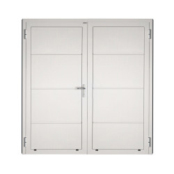Drzwi gospodarcze panelowe dwuskrzydłowe - DoorPro 45. Panel gładki, bez przetłoczeń.