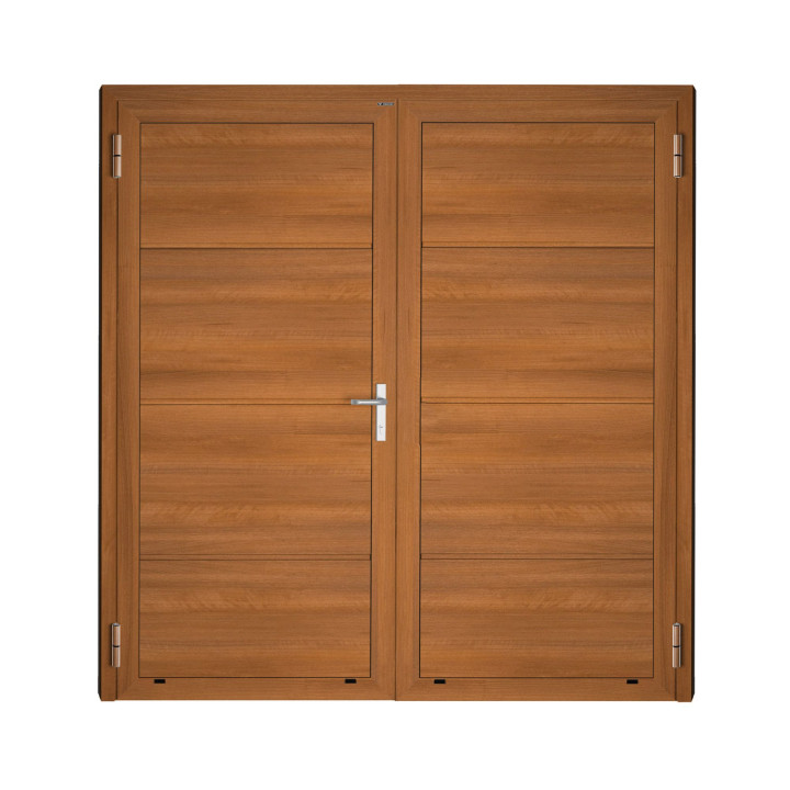 Drzwi gospodarcze panelowe dwuskrzydłowe - DoorPro 45. Panel gładki, bez przetłoczeń.