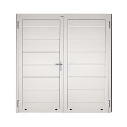 Drzwi gospodarcze panelowe dwuskrzydłowe - DoorPro 45. Panel z przetłoczeniami wysokimi.