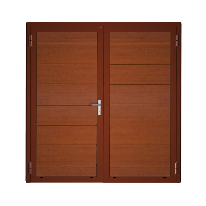 Drzwi gospodarcze panelowe dwuskrzydłowe - DoorPro 45. Panel z przetłoczeniami wysokimi.