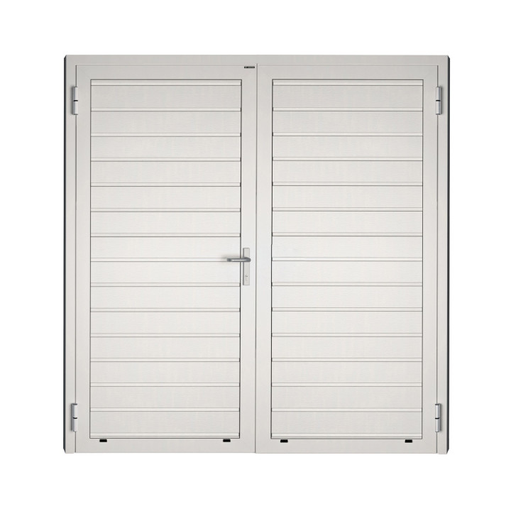Drzwi gospodarcze panelowe dwuskrzydłowe - DoorPro 45. Panel z przetłoczeniami niskimi.