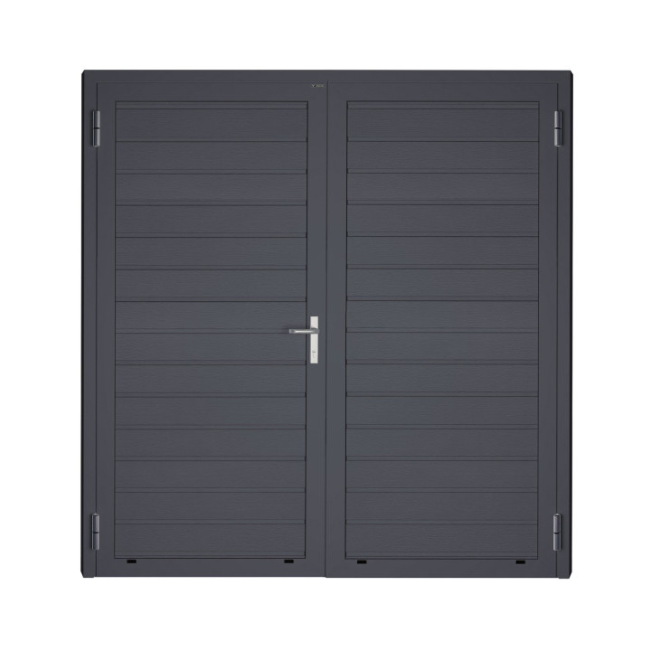 Drzwi gospodarcze panelowe dwuskrzydłowe - DoorPro 45. Panel z przetłoczeniami niskimi.