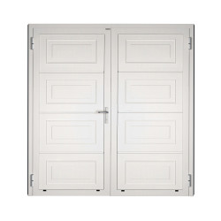 Drzwi gospodarcze panelowe dwuskrzydłowe - DoorPro 45. Panel z przetłoczeniami kasetonowymi.