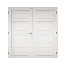 Drzwi gospodarcze panelowe dwuskrzydłowe - DoorPro 60. Panel z przetłoczeniami kasetonowymi.