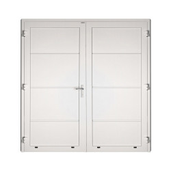 Drzwi gospodarcze panelowe dwuskrzydłowe - DoorPro 70. Panel gładki, bez przetłoczeń.