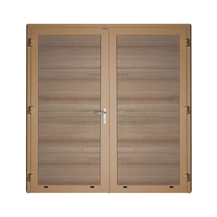 Drzwi gospodarcze panelowe dwuskrzydłowe - DoorPro 70. Panel gładki, bez przetłoczeń.