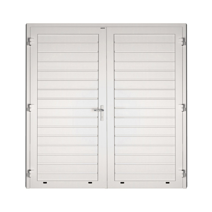 Drzwi gospodarcze panelowe dwuskrzydłowe - DoorPro 70. Panel z przetłoczeniami niskimi.