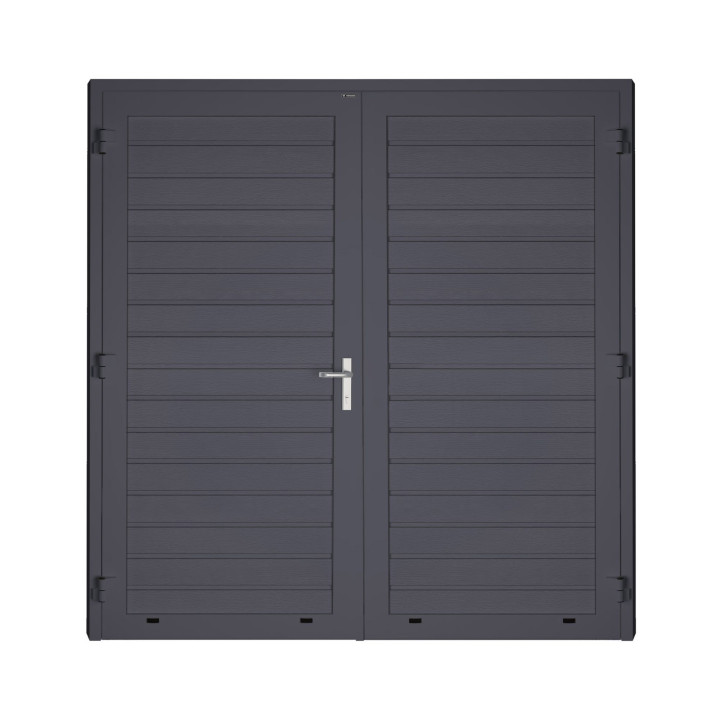 Drzwi gospodarcze panelowe dwuskrzydłowe - DoorPro 70. Panel z przetłoczeniami niskimi.