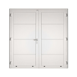 Drzwi panelowe dwuskrzydłowe - DoorTherm 86. Panel gładki, bez przetłoczeń.