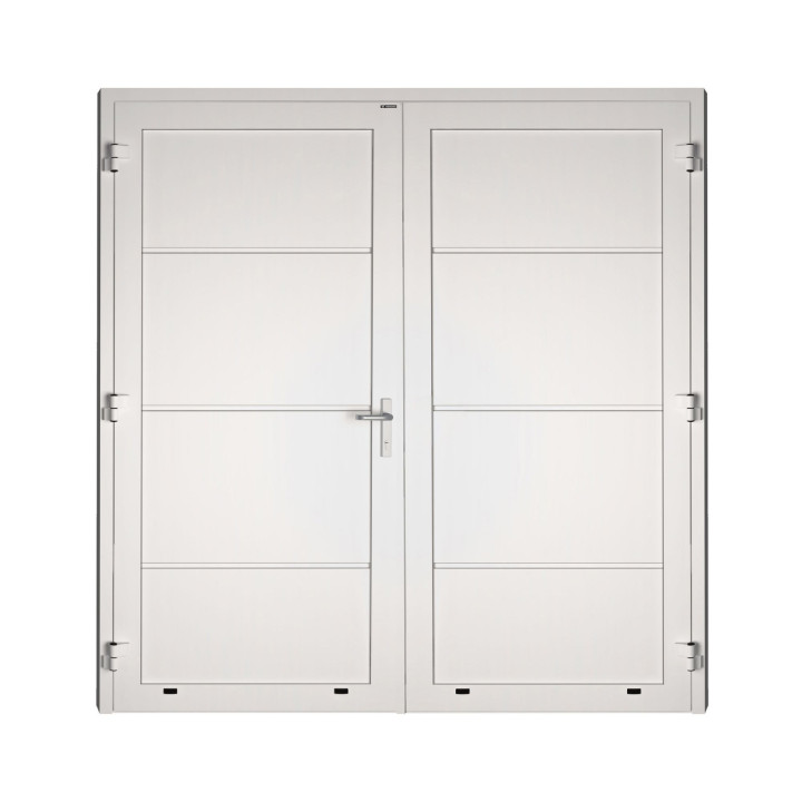 Drzwi panelowe dwuskrzydłowe - DoorTherm 86. Panel gładki, bez przetłoczeń.