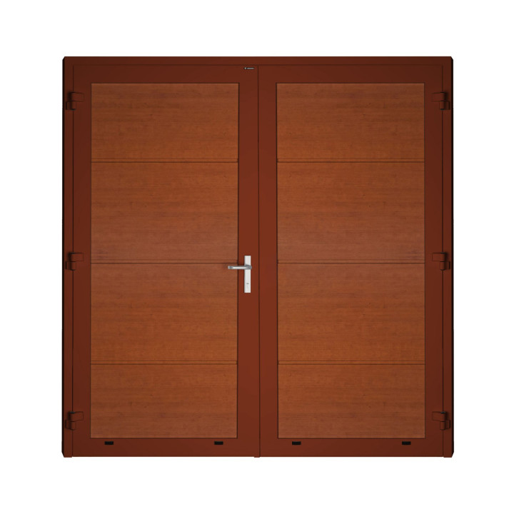 Drzwi panelowe dwuskrzydłowe - DoorTherm 86. Panel gładki, bez przetłoczeń.