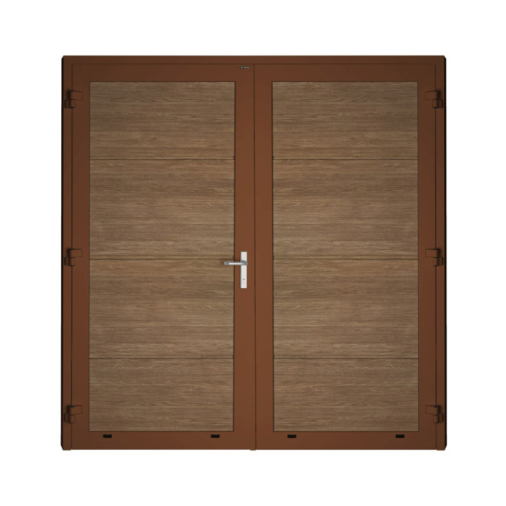Drzwi panelowe dwuskrzydłowe - DoorTherm 86. Panel gładki, bez przetłoczeń.