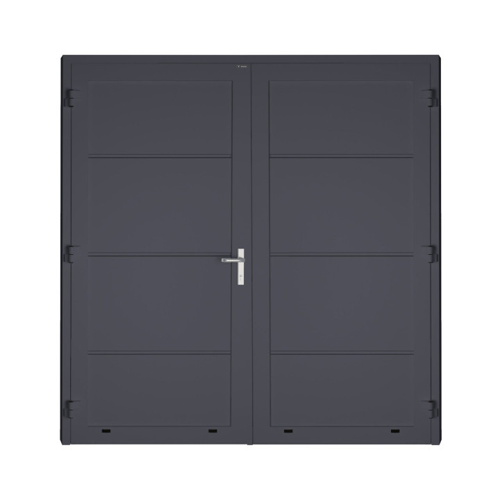 Drzwi panelowe dwuskrzydłowe - DoorTherm 86. Panel gładki, bez przetłoczeń.