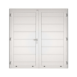 Drzwi panelowe dwuskrzydłowe - DoorTherm 86. Panel z przetłoczeniami wysokimi.
