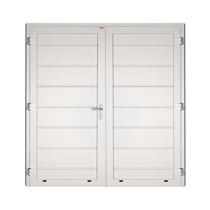 Drzwi panelowe dwuskrzydłowe - DoorTherm 86. Panel z przetłoczeniami wysokimi.