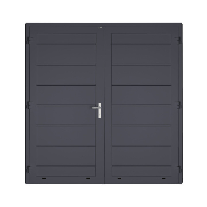 Drzwi panelowe dwuskrzydłowe - DoorTherm 86. Panel z przetłoczeniami wysokimi.