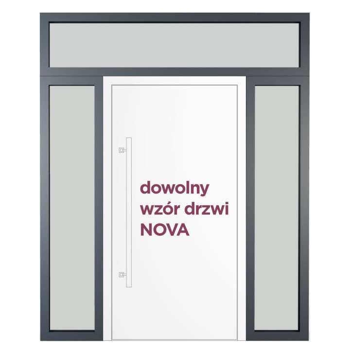 Podwójne doświetle boczne i naświetle górne do drzwi NOVA.