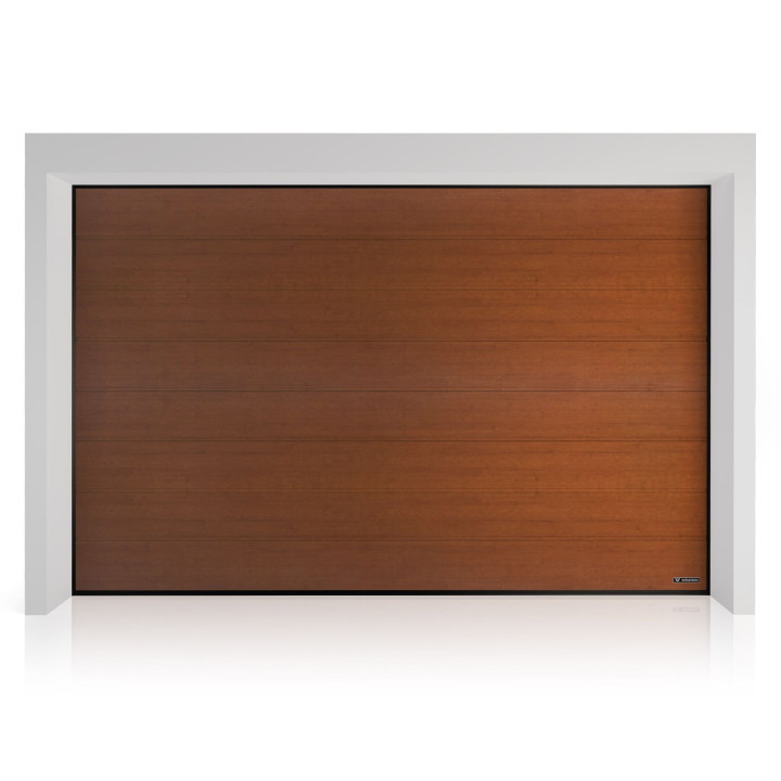 Brama garażowa segmentowa UniTherm - panel z przetłoczeniami wysokimi. Sterowanie automatyczne MOTO io.